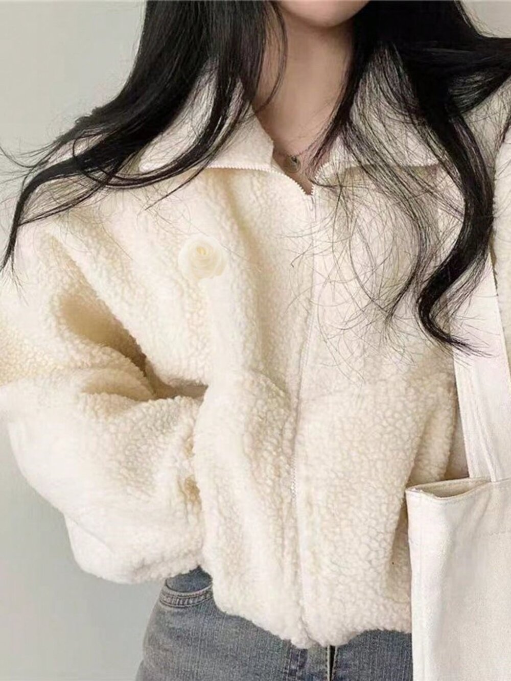 Apricot Casual Women's Elegant Zip-Up Short Teddy Coat - Picture 7 of 11
